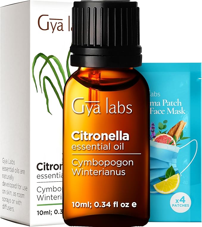 Gya Labs Citronella Essential Oil - 0.34 Fl Oz - 100% Pure Natural Citronella Oil for Skin, Diffuser, Candle Making Scent-HomvellaHome