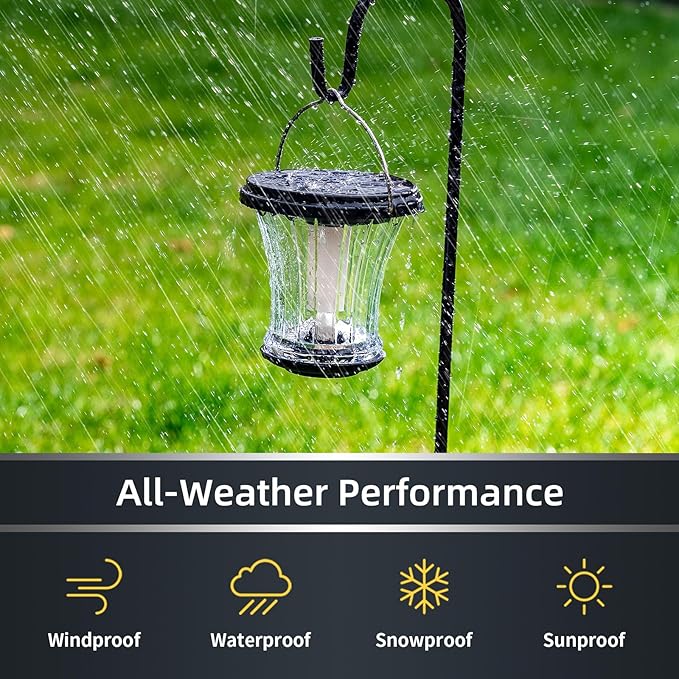 Glass Solar Lantern Outdoor Lights Waterproof, Flickering Flame Solar Lights with Modular Design, Auto On/Off Decorative Hanging Lanterns for Patio Garden Pathway Camping Deck Yard (4 Pack)-HomvellaHome