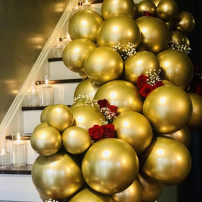 130pcs Metallic Gold Balloons Different Sizes 18" 12" 10" 5" Party Latex Balloons for Birthday Graduation Baby Shower Wedding Anniversary New Year Party Decorations-HomvellaHome