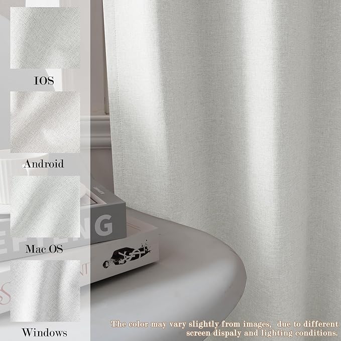 Greyish White Pinch Pleat 100% Blackout Drapes Linen Blend, Room Divider, Room Darkening, Energy Saving, Furniture Protecting, Light Blocking Extra Wide Privacy Curtains, 200Wx102L, 1 PC-HomvellaHome