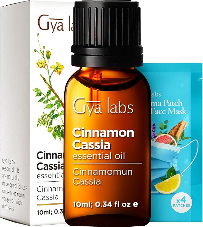 Gya Labs Cinnamon Cassia Essential Oil - 0.34 Fl Oz - 100% Pure Natural Cassia Oil for Hair & Skin, Diffuser, DIY Recipes & Candle Making Scent-HomvellaHome