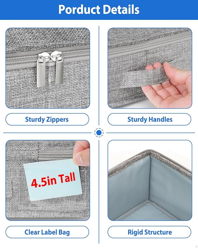 2 Pack Low Profile Under Bed Storage Containers 4.5 Inch Height, Shallow Underbed Couch Storage Organizer With Sturdy Sidewalls/Bottom, Thin Underbed Storage Bins For Clothes Dorm Dresser Sofa- Grey-HomvellaHome