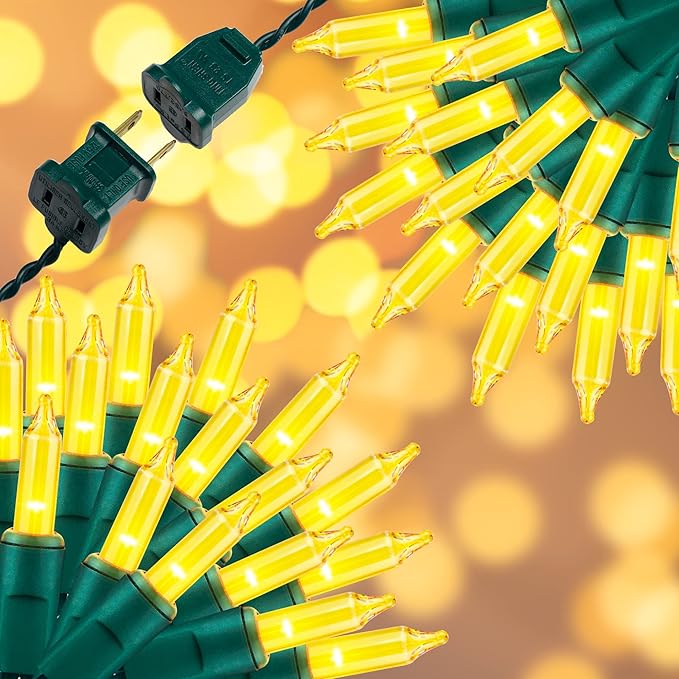 150LIGHTS Yellow Extra-Bright with End Connectors Christmas Decorative Lights 9.72m UL Certified Mini String Light Set Waterproof for Home Garden Holiday Christmas Tree Party Patio Wedding-HomvellaHome
