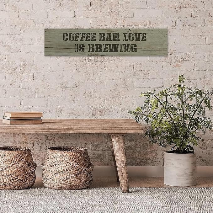 Generic Funny Wood Sign Coffee Bar Love is Brewing Rustic Wooden Hanging Sign Home Farmhouse Kitchen Wall Decoration 16 x 4 Inch-HomvellaHome