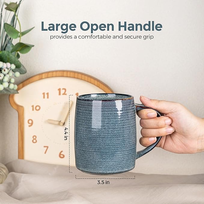 GBHOME Large Coffee Mugs Set of 4, 18oz Handmade Ceramic Coffee Mugs Set with Gradient color for Latte/Tea/Beer/Hot Cocoa, Dishwasher & Microwave Safe, Multi-Color-HomvellaHome