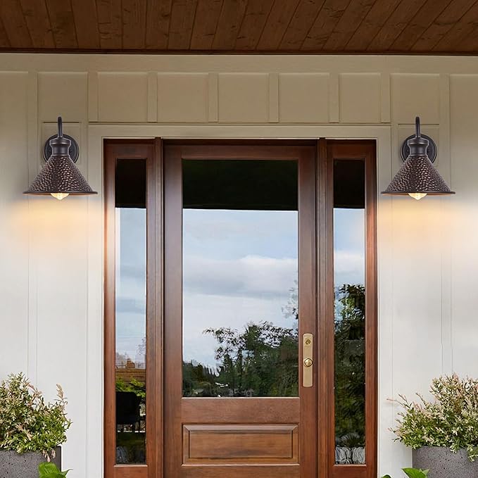Gooseneck Outdoor Wall Light Fixtures, 2-Pack Farmhouse Barn Lights for Porch, Industrial Oil-Rubbed Bronze Exterior Wall Sconce for Garage, Patio, E26 Base Anti-Rust, Bulb not Included-HomvellaHome