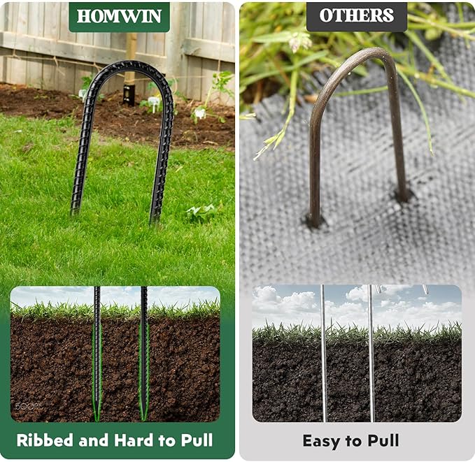 12 inches 12-Pack Trampoline Stakes Anchors High Wind Stake Heavy Duty U Hooks for Ground Lawn Garden Yard Stakes for Decorations Swing Set Shed-HomvellaHome