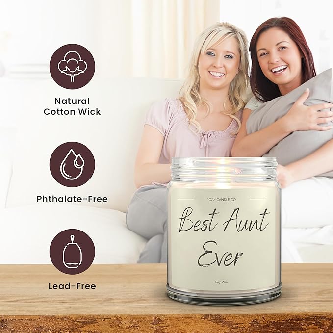 1OAK Vanilla Scented Candles - Aunt Candle - Best Aunt Gifts for Christmas from Niece, Nephew - Best Auntie Ever Gifts for Women-HomvellaHome