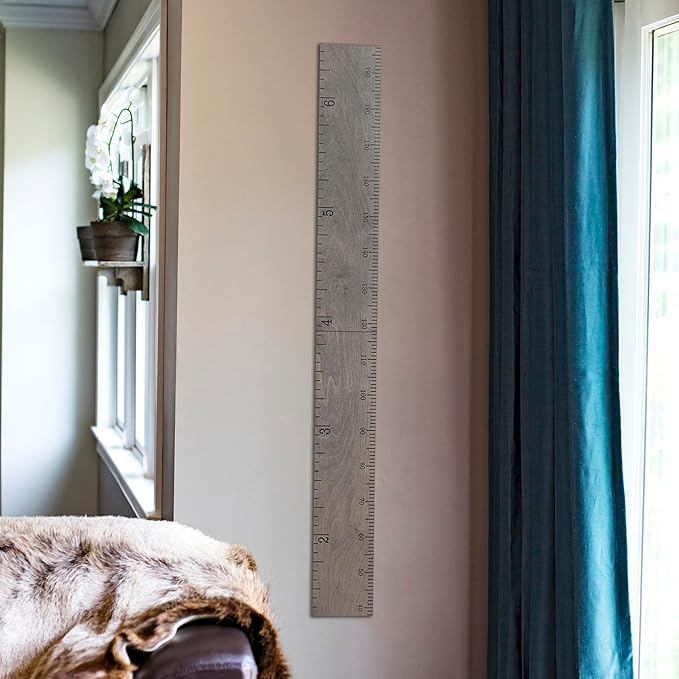 Growth Chart for Wall - Height Chart for Kids, Growth Chart for Kids, Measuring Board for Kids Height, Wooden Growth Chart for Wall, Height Measurement for Wall - Gray (63"x6.7")-HomvellaHome