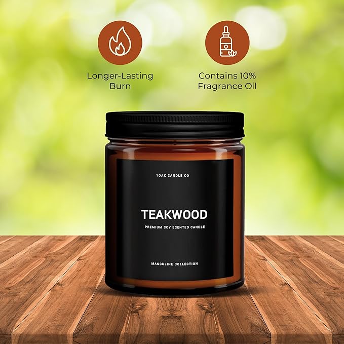 1OAK Scented Candles for Men - Teakwood & Masculine - Soy Wax, Long Burning Premium-HomvellaHome