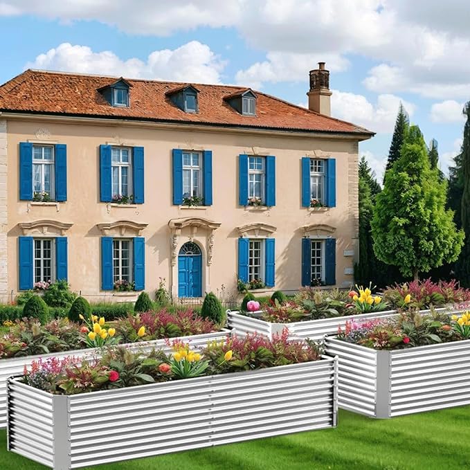 2 Pack 6x3FT Tall Galvanized Raised Garden Bed Outdoor,Metal Garden Bed for Vegetables,Steel Raised Beds for Gardening,Above Ground Garden Box for Flower-H2M-HomvellaHome