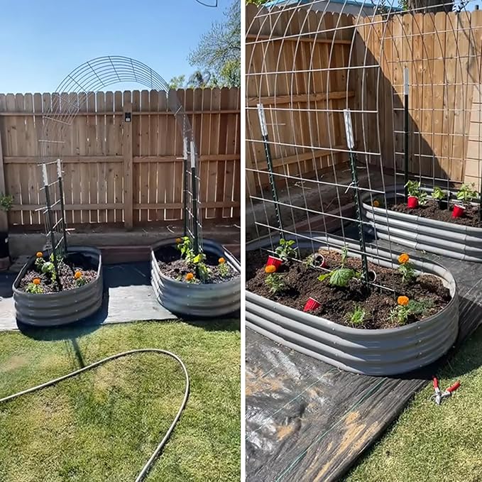2 Pack 6x3x1FT Galvanized Raised Garden Bed Kit Oval Metal Ground Planter Box Outdoor Bottomless Planter Raised Beds for Vegetables Flowers Herbs Fruits, Green-HomvellaHome
