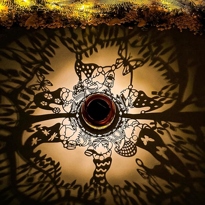 Gnomes Solar Lanterns Outdoor Waterproof,Hanging Solar Lights Gnome Gifts for Women Metal LED Decorative Light for Yard,Patio,Lawn,Tabletop,Pathway,Landscape,Garden Gnomes Decor-HomvellaHome