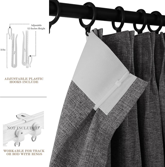 120" Wx108 L Linen Room Divider Drapes for Doorway/Glass Window/Sliding Door/Patio, Extra Wide Pinch Pleated Full Blackout Curtains for Girls Boys Teen Kids Room, 1 Panel, Natural Grey-HomvellaHome