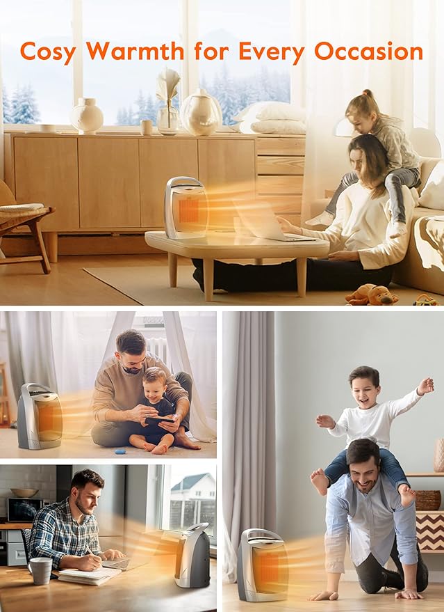 GiveBest Space Heaters for Indoor Use, Portable Heater with Thermostat, Timer, Eco Mode and Fan Mode, 1500W PTC Ceramic Fast Safety Heat for Bedroom Home-HomvellaHome