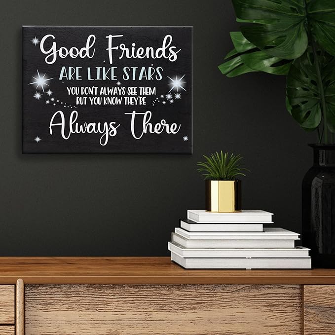 Good Friends Are Like Stars Wooden Sign – Sentimental Gift for Best Friend, Rustic Wall Hanging Decor, Friendship Keepsake, American Made, Thoughtful Birthday-HomvellaHome