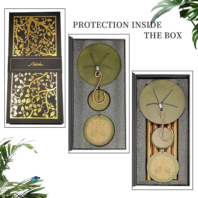 Gifts for Mom & Grandma - Outdoor Wind Chimes with Engraved Tree of Life, Large Patio Hanging Decor for Garden, Yard, Christmas, Anniversary Celebrations-HomvellaHome