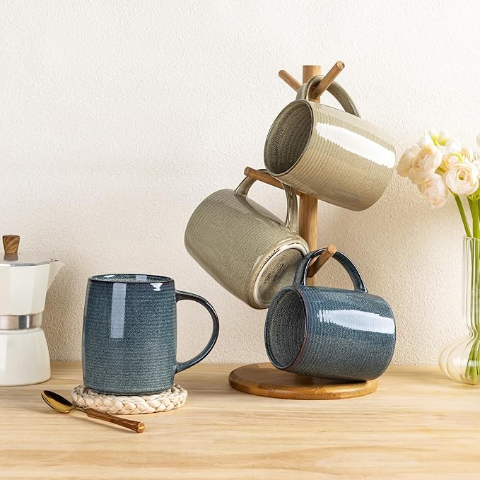 GBHOME Large Coffee Mugs Set of 4, 18oz Handmade Ceramic Coffee Mugs Set with Gradient color for Latte/Tea/Beer/Hot Cocoa, Dishwasher & Microwave Safe, Multi-Color-HomvellaHome