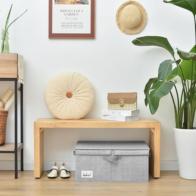 GRANNY SAYS Large Storage Bins with Lids, Decorative Storage Box for Shelves, Fabric Storage Bins Foldable, Storage Basket for Clothes, Keepsake Box, Jumbo, Gray, 2-Pack-HomvellaHome