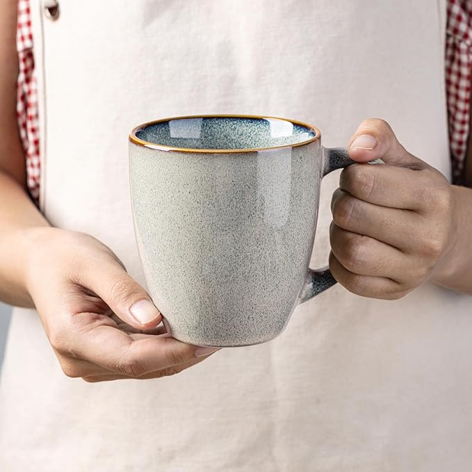 GBHOME Ceramic Coffee Mugs Set of 4, 12oz Stoneware Coffee Mugs Set For Dad Mom Women MEN, Light Weight Coffee Cups for Latte/Tea/Beer/Hot Cocoa, Dishwasher & Microwave Safe-HomvellaHome