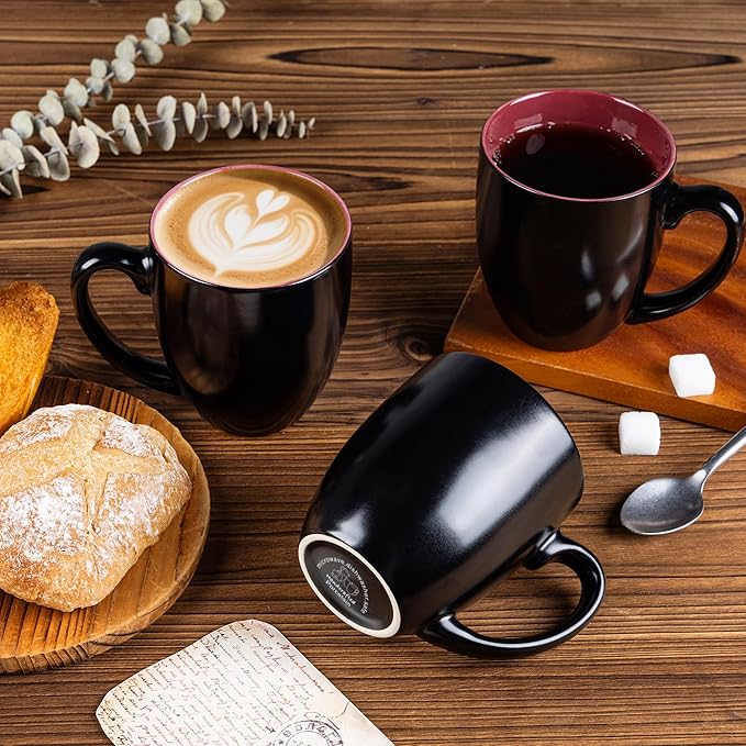 GBHOME 16oz Coffee Mugs Set of 6, Large Ceramic Coffee Mugs for Man, Woman, Dad, Mom, Modern Coffee Mugs Set with handle for Tea/Latte/Cappuccino/Milk/Cocoa. Dishwasher&Microwave Safe,Multi-Color-HomvellaHome