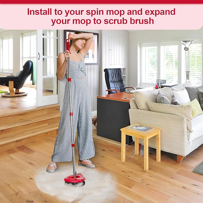 2 Pack Scrub Brush Head Replacement Compatible with O Cedar EasyWring Spin Mop 1-Tank System, Floor Scrubber Head, Shower Scrub Brush with Hard Bristles for Cleaning & Scrubbing-HomvellaHome