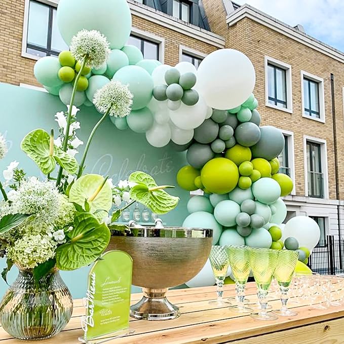 130pcs Mint Green Balloons Different Sizes 18" 12" 10" 5" Pastel Light Green Balloons for Boys Girls Birthday Baby Shower Gender Reveal Wedding Decorations-HomvellaHome