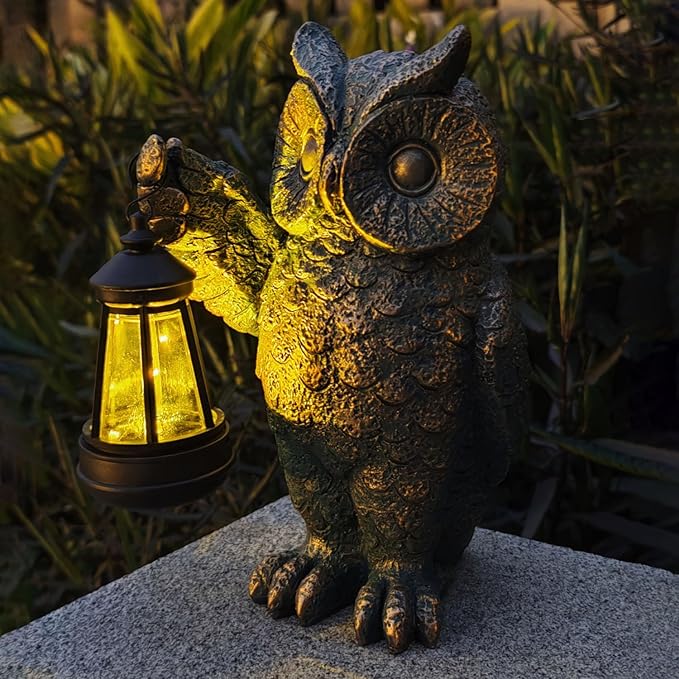Garden Statues Outdoor, owl Figurines Decorated with Solar Lights, Unique Christmas Birthday Gifts for Moms, Grandmas, Women, Wives, Sisters-HomvellaHome