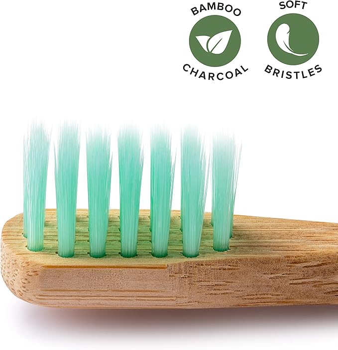 GREENZLA Kids Bamboo Toothbrushes, Natural Toothbrush Set, Soft Bristles, Durable Charcoal Wooden Brushes, Compostable Design for Toddlers and Children, 6 Pack-HomvellaHome