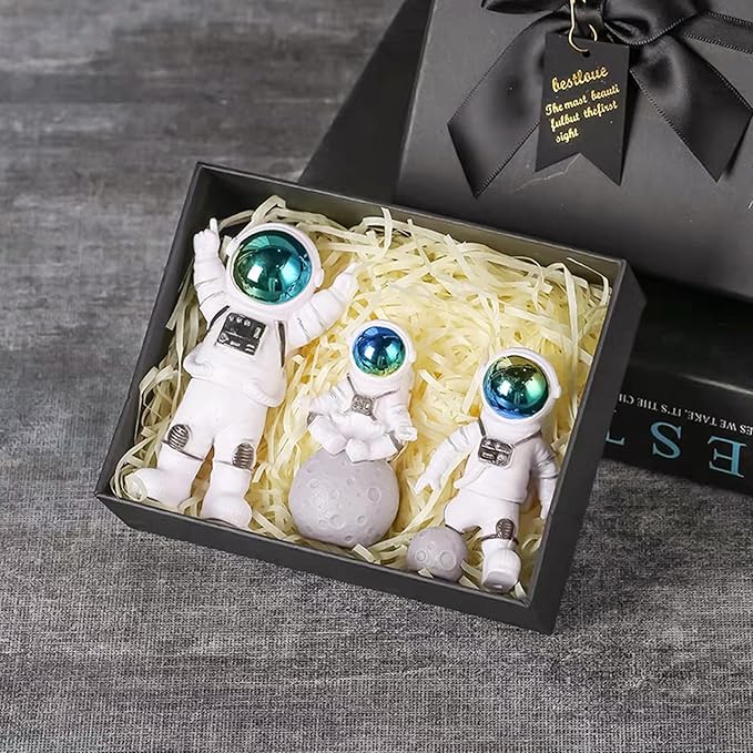 Gradient Astronaut Statues Set of 3, Space Theme Nursery Shelf Classroom Desk Decor Cake Toppers-HomvellaHome