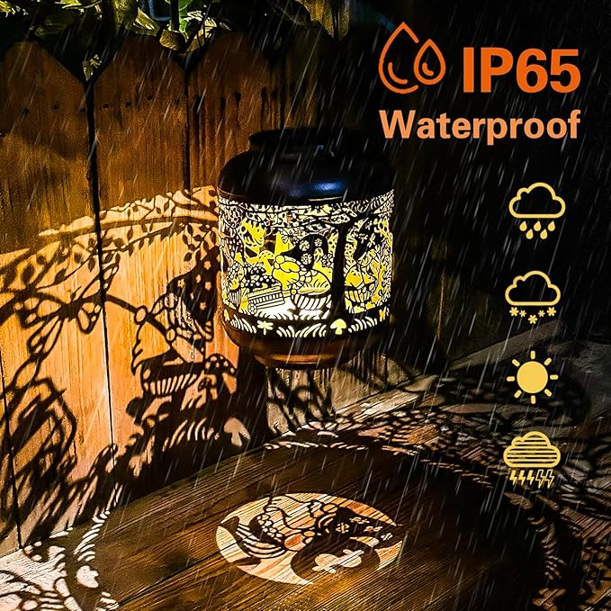 Gnomes Solar Lanterns Outdoor Waterproof,Hanging Solar Lights Gnome Gifts for Women Metal LED Decorative Light for Yard,Patio,Lawn,Tabletop,Pathway,Landscape,Garden Gnomes Decor-HomvellaHome