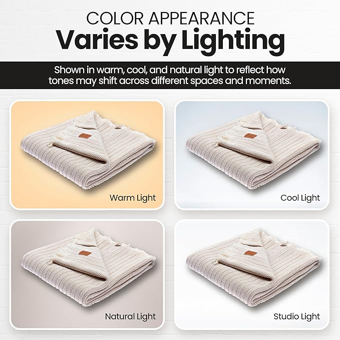 Gold Case Throw Blanket for Couch – 100% Recycled Turkish Cotton Blankets & Throws – Elegant Decorative Throw Blankets for Living Room Sofa – Woven Throws for Couch – Vintage Beige – 60x80-HomvellaHome