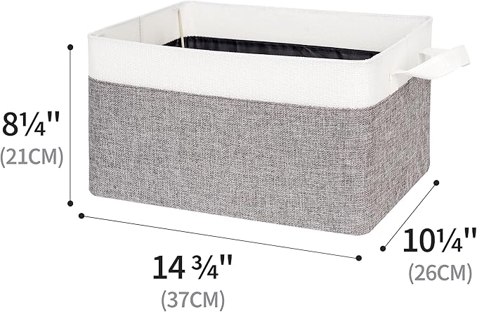 GRANNY SAYS Storage Baskets for Shelves, Closet Organizer Bins, Clothes Storage Bins with Metal Frame, Large Baskets for Organizing and Storage, Collapsible, Gray&White, 2-Pack-HomvellaHome