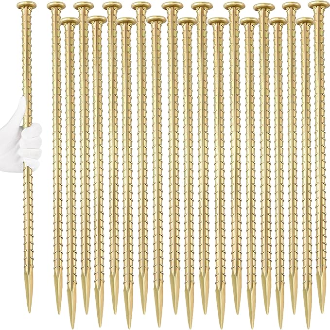 16 Inch Rebar Stakes (20 Pack) 1/2 Inch Diameter Galvanized Steel Ground Anchors Heavy Duty Anchoring Spikes for Speed Bump, Parking Curb and Tent-HomvellaHome