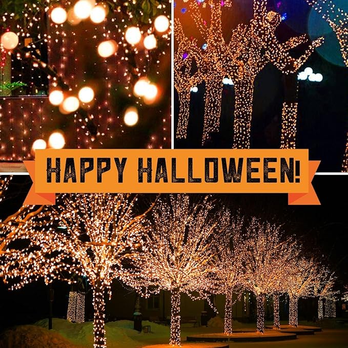 150LIGHTS Orange Extra-Bright with End Connectors Halloween Decorative Lights 9.72m UL Certified Mini String Light Set Waterproof for Halloween Home Garden Christmas Tree Party Patio Wedding-HomvellaHome