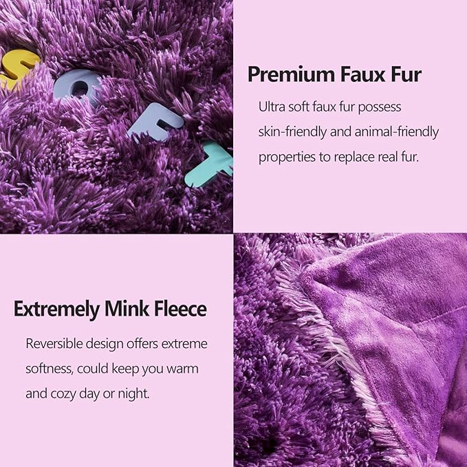 GONAAP Fuzzy Faux Fur Throw Blanket Queen Size Tie-dye Violet Purple Super Soft Cozy Plush Fuzzy Shaggy Blanket for Couch Sofa Bed (Tie-dye Violet Purple, Queen(90"x90"))-HomvellaHome