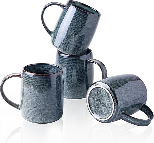 GBHOME Large Coffee Mugs Set of 4, 18oz Handmade Ceramic Coffee Mugs Set with Gradient color for Latte/Tea/Beer/Hot Cocoa, Dishwasher & Microwave Safe, Space blue-HomvellaHome