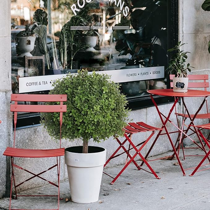 2 Pack 24.5inch Artificial Topiary Ball Plants, Faux Boxwood Ball in Pot, Fake Outdoor Plant for Front Door Decor, Home Decor, Garden, Wedding Decor-HomvellaHome