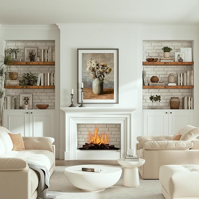 10 inches Deep Floating Shelves 36 inch Long, Sing Shelves for Wall Heavy Duty for Bedroom, Bathroom, Living Room, Kitchen, Office, Farmhouse Shelf Home Decor, Set of 1, Rustic Brown-HomvellaHome