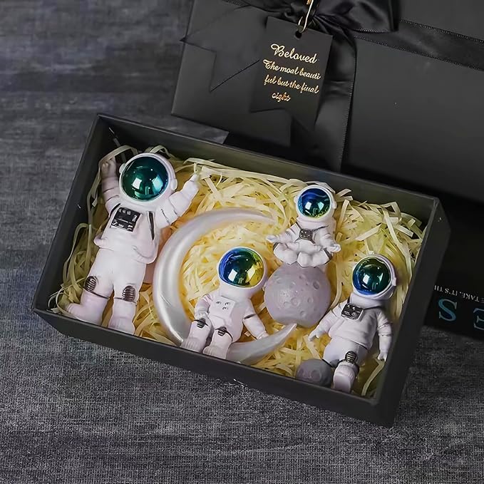 Gradient Astronaut Statues Set of 4, Spaceman Figurines Space Theme Party Nursery Home Office Decor-HomvellaHome