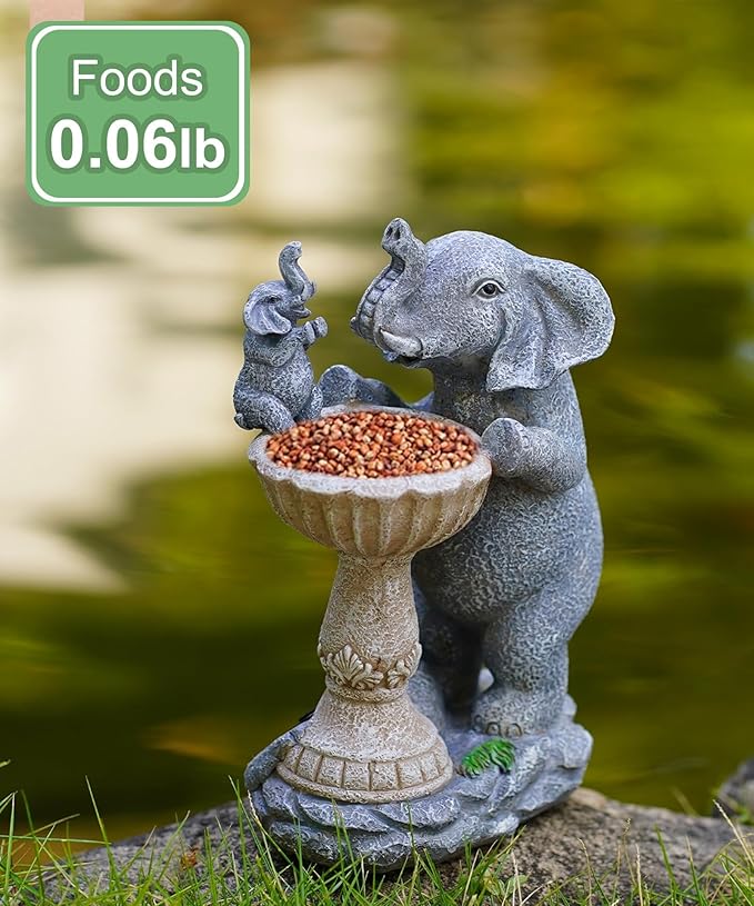 Garden Elephant Statues for Bird Bath: Outdoor Sculptures for Lawn Patio Yard Balcony Porch - Unique Gifts for Mother Grandma-HomvellaHome