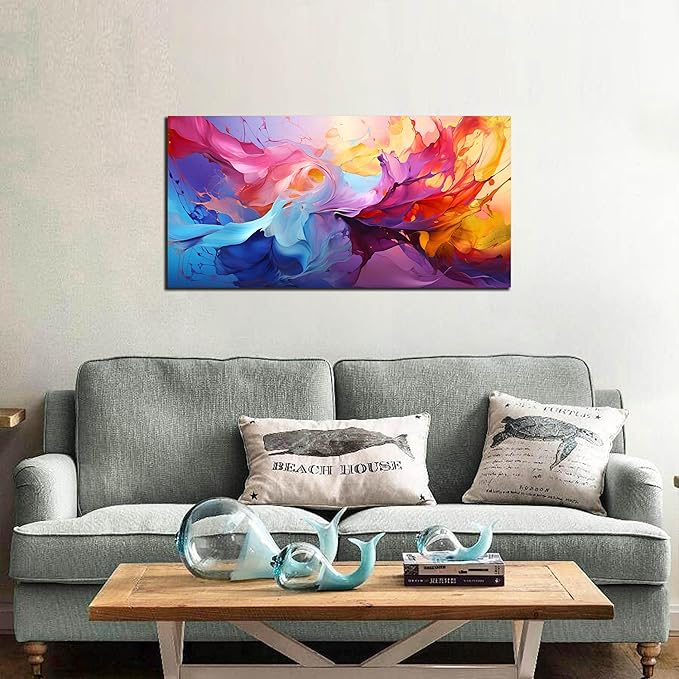 GUGIKA Abstract Wall Art for Living Room, Colorful Canvas Wall-Art for Bedroom, Print Paintings, Size 20x40 Inches-HomvellaHome