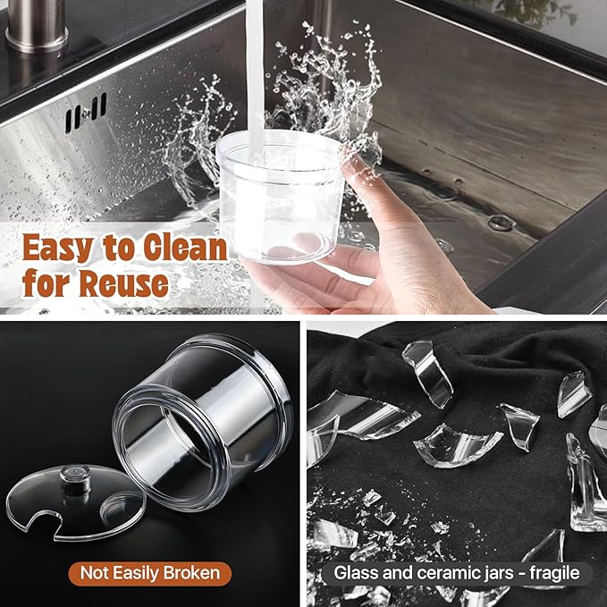 12 Pcs Acrylic Sugar Bowl with Lid and Spoon,7.1 Oz Clear Condiment Storage Pot,Sugar Jar Spices Container for Home Kitchen,Coffee Bar,Restaurant-HomvellaHome