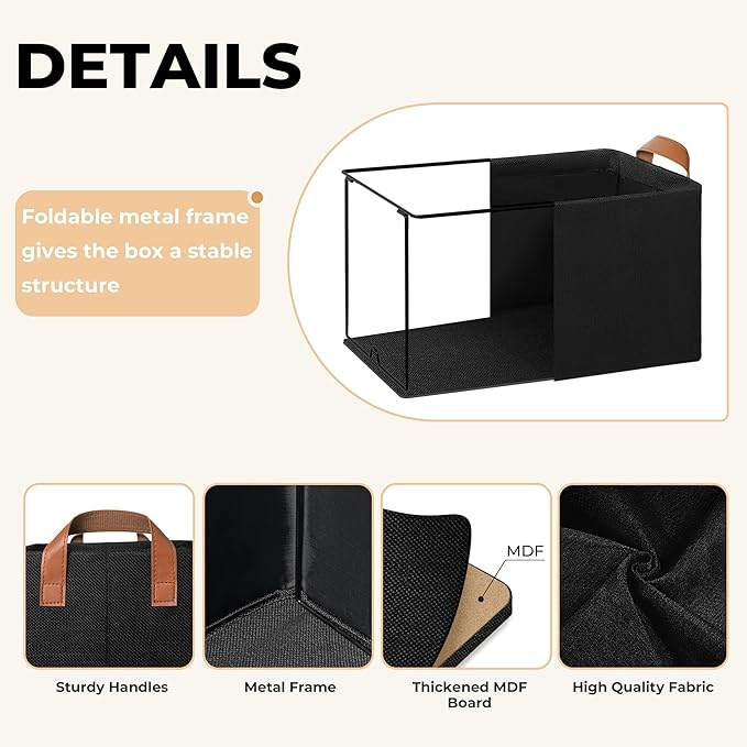 GRANNY SAYS Storage Baskets for Shelves, Closet Organizer Bins, Clothes Storage Bins with Metal Frame, Large Baskets for Organizing and Storage, Collapsible, Black, 2-Pack-HomvellaHome