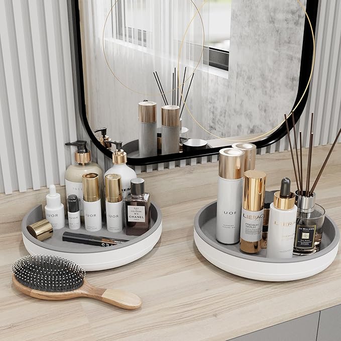 2 Pack 10 Inch Non-Skid Lazy Susan Turntable Organizers - Spinning Rack for Pantry Organization and Storage, Kitchen, Cabinet, Fridge, Bathroom Vanity, Countertop, Under Sink Organizing, Spice Rack-HomvellaHome