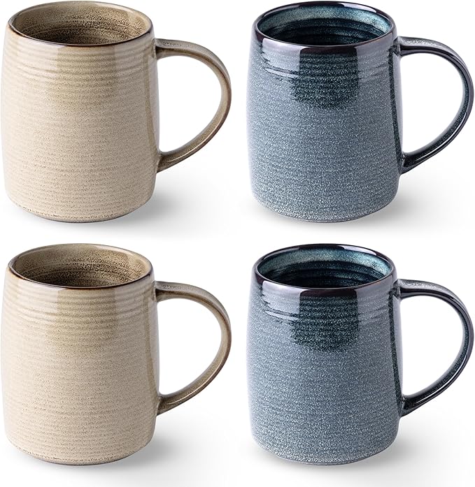 GBHOME Large Coffee Mugs Set of 4, 18oz Handmade Ceramic Coffee Mugs Set with Gradient color for Latte/Tea/Beer/Hot Cocoa, Dishwasher & Microwave Safe, Multi-Color-HomvellaHome