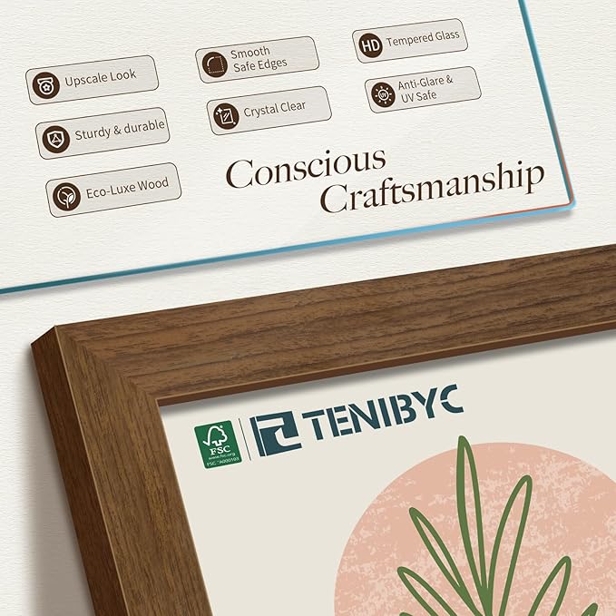 12x18 Poster Frame 3 Pack - Brown Woodgrain, Wood Poster Frame, HD Tempered Glass, Wall Gallery Picture Photo Frame-HomvellaHome