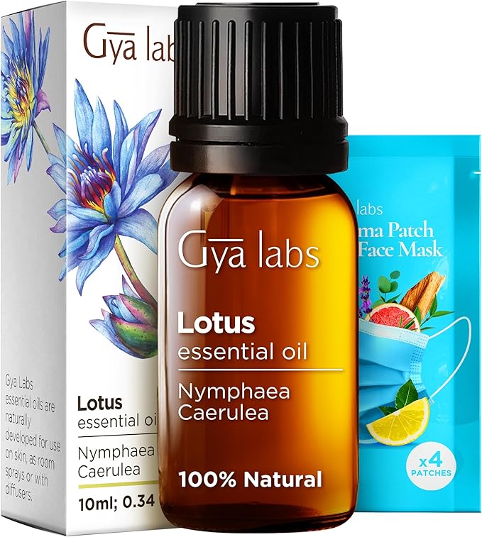 Gya Labs Lotus Essential Oil for Diffuser - 0.34 Fl Oz - 100% Pure Natural Lotus Oil for Skin, Massage, DIY & Candle Making Scent-HomvellaHome