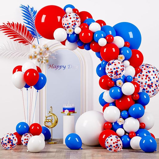 130pcs Red White Blue Balloons Different Sizes 18" 12" 10" 5" Party Latex Balloons for Birthday Graduation 4th of July Independence Day Anniversary New Year Holiday Party Decorations-HomvellaHome