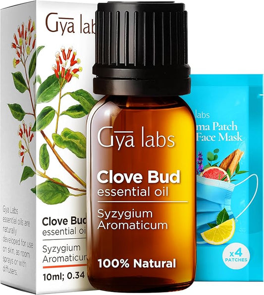 Gya Labs Clove Essential Oil for Teeth & Gums - 0.34 Fl Oz - 100% Pure Natural Clove Oil for Oral Care, Hair, Skin & Candle Making Scent-HomvellaHome